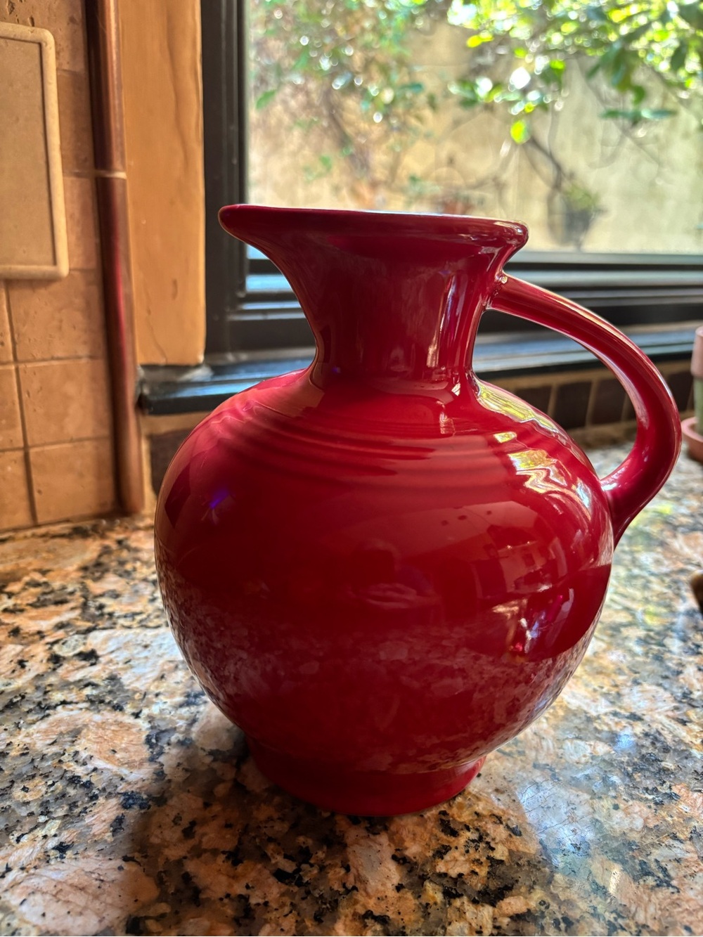 Fiesta Scarlet Red Ceramic Pitcher Vase -60 oz